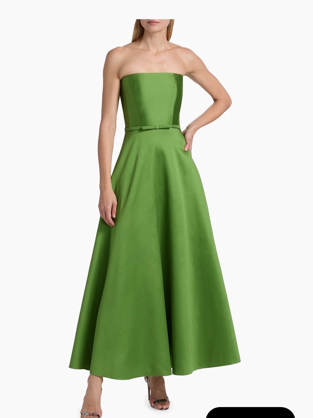 Sachin + Babi Darian Green Garnet Strapless Green A-Line Gown with Waist Bow